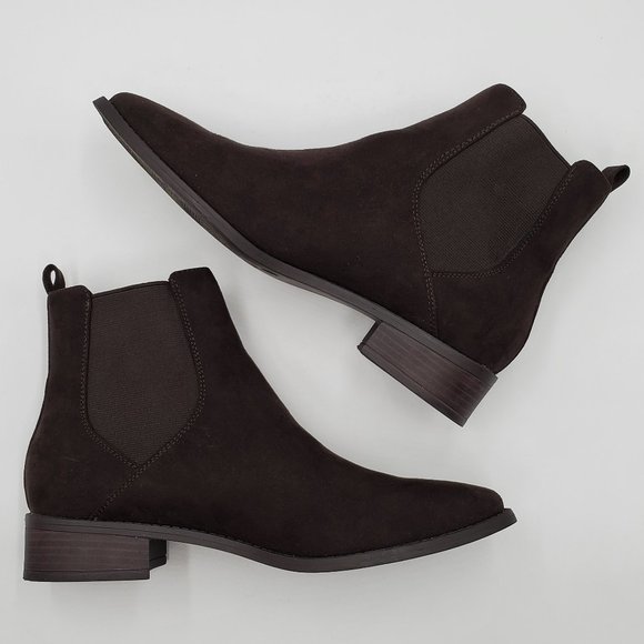 Ann Taylor LOFT Outlet Chelsea Chocolate Brown Suede-like Bootie - Picture 8 of 15